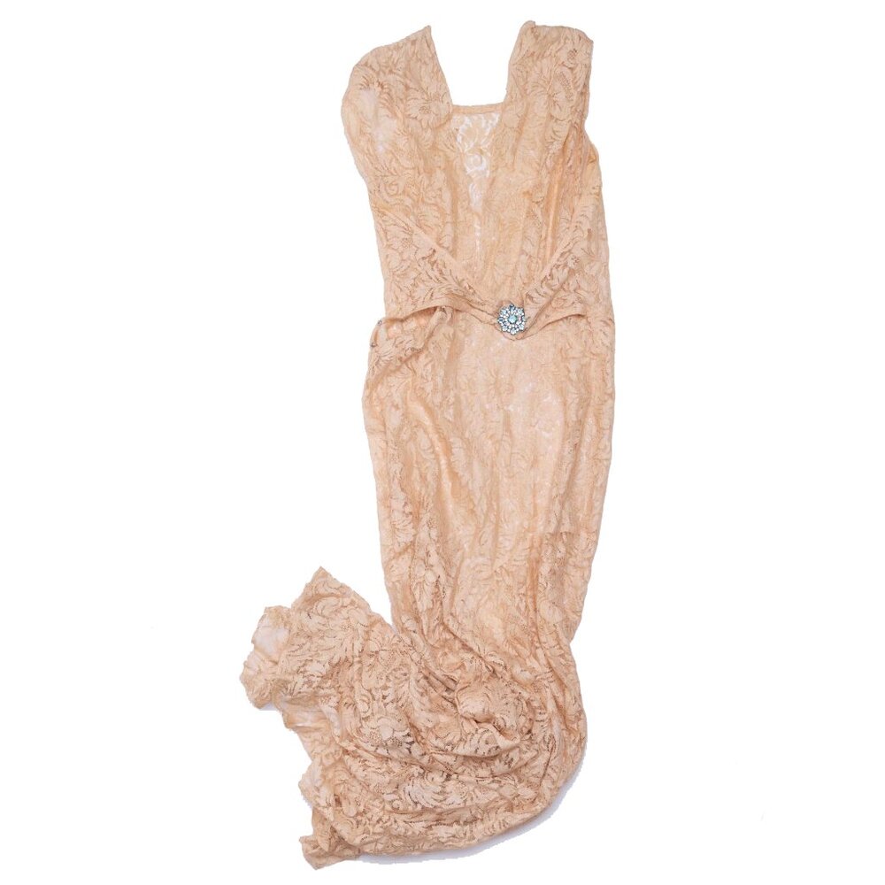 Vintage 1940's Lace Long Dress- Gorgeous Hollywood Nightie